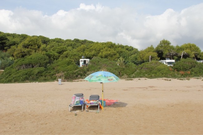 Unser Strandplatz vor dem Wohnwagen